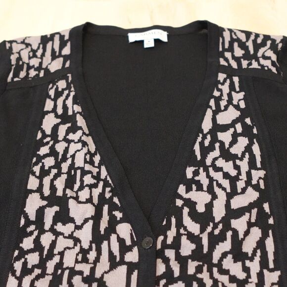 Carmen Marc Valvo Women Medium Sweater V- Neck Knit Long Sleeve Button Black - Picture 3 of 9